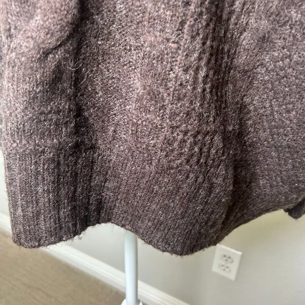 World Market NWT  brown wool blend chunky mock neck oversize sweater one size